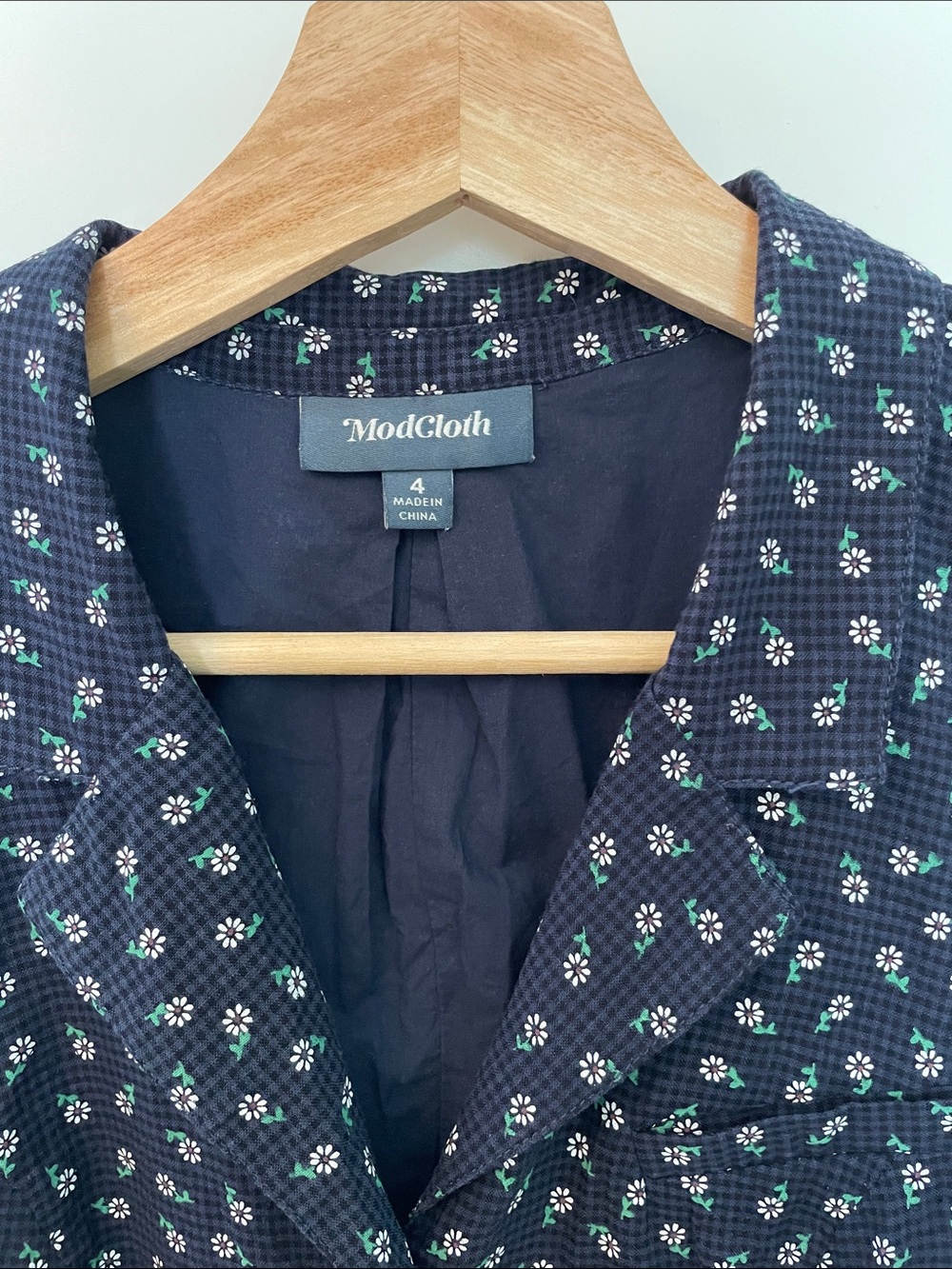 ModCloth Navy Floral Sleeveless A-Line Dress - Picture 2 of 7